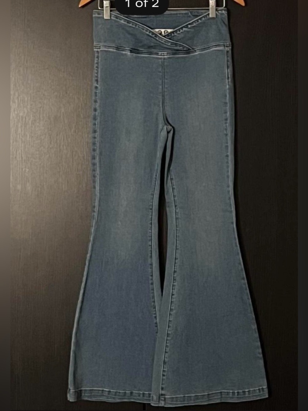 Free People Women's High-Rise Flare Jeans in Medium Blue